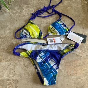 HURLEY Blue yellow plaid XS (JR) bikini